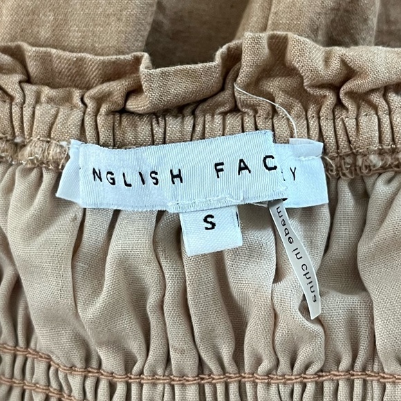 ENGLISH FACTORY | Fall Ruffle Square Neck Mini Dress in Tan | Size Small - Picture 7 of 10